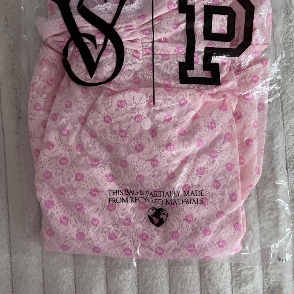 PINK Victoria's Secret Pink Lace Camisole with Floral Dot Print